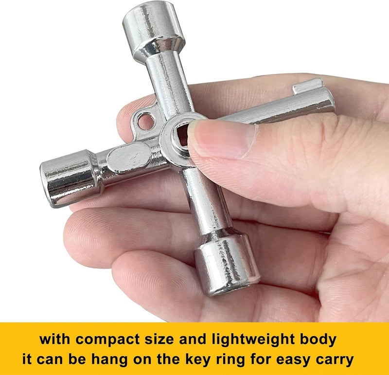 Hanpex 4 in 1 Meter Box Key Gas Key Utility Key, for mail box, elevator, electrical cupboard box, train door, water meter valve,(Silver) - Image 3